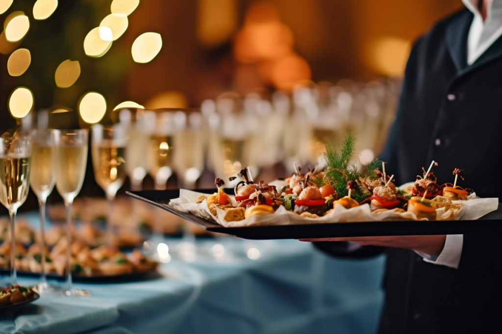 Server Holding a Platter of Horderves