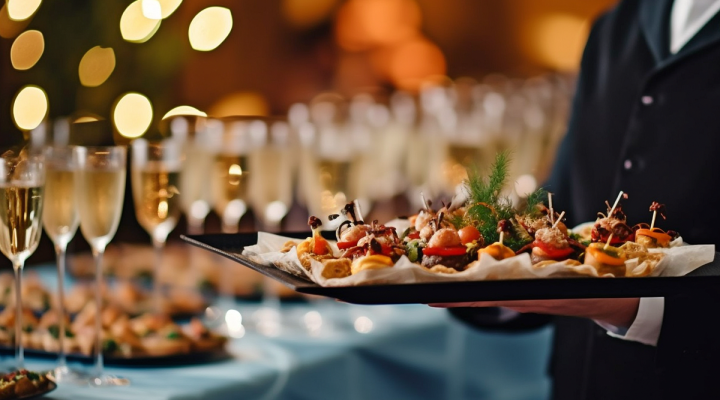 Server Holding a Platter of Horderves